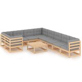  Sedežna garnitura 10-delna z blazinami trdna borovina | Shoptok.si