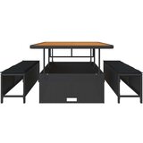vidaXL 3-delni set za obedovanje na vrtu z blazinami črni poli ratan akacija | Shoptok.si