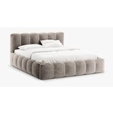 Micadoni Home Svjetlo smeđi tapecirani bračni krevet s prostorom za odlaganje s podnicom 180x200 cm Lupine – Cijene