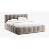Micadoni Home Svjetlo smeđi tapecirani bračni krevet s prostorom za odlaganje s podnicom 180x200 cm Lupine –
