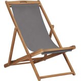  Zložljiv stol za na plažo trdna tikovina siv Cene