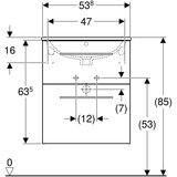 Geberit SELNOVA SQUARE 550 ORMARIĆ SA LAVABOOM 2 FIOKE AMERIČKI ORAH SVETLI GEBERIT | ePonuda.com