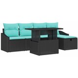 vidaXL Vrtna sedežna garnitura z blazino 6 pcs Črna Poly ratan, (5000145451) | Shoptok.si