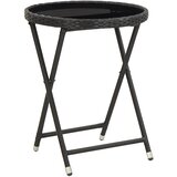  5-dijelni vrtni bistro set od poliratana i kaljenog stakla crni | Eponuda.com