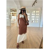Laluvia Brown Batik Patterned Dress cene