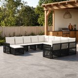  Sjedeća garnitura za vrt 12 kom. Crna i krem-bijela poliratan 65,5 x 62 x 70 cm | Shoptok.si