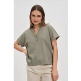 Marisse Olive Blouse With Buttons On The Neckline Cijene