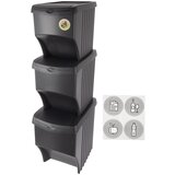 Orion Črni plastični koši za smeti za ločevanje odpadkov v kompletu 3 ks 3x22 l – | Shoptok.si