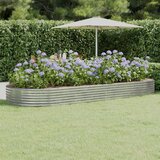 vidaXL Visoka greda iz prašno premazanega jekla 373x140x36 cm srebrna | Shoptok.si