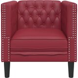  Fotelj chesterfield vinsko rdeč umetno usnje | Shoptok.si
