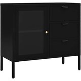  Komoda crna 75 x 35 x 70 cm od čelika i kaljenog stakla | shoptok.hr