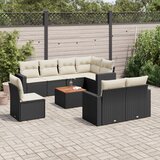 vidaXL 9-dijelni set vrtnih sofa s jastucima crni od poliratana | shoptok.hr