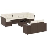  10-dijelni set vrtnih sofa od poliratana s jastucima smeđi | shoptok.hr