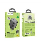 hoco. zidni punjač 2 x tip C + kabel tip C do Lightning PD QC 45W GaN N42 crni | shoptok.hr