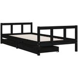  Okvir za dječji krevet s ladicama crni 90 x 200 cm od borovine | Eponuda.com
