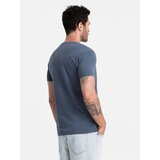 Ombre Men's BASIC classic cotton T-shirt with a serape neckline - blue melange | Shoptok.si