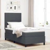 Vzmetnica s podbojem in LED temno siva 80x200 cm žametna tkanina, (22116204)