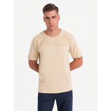Ombre Men's cotton T-shirt with delicate embroidery - cream | shoptok.hr