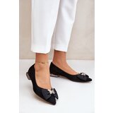 Laura Messi Elegant Suede Ballet Flats For Women With Bow 2893 Black | Shoptok.si