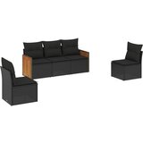 Maison Chic Seti vrtnega pohištva - Vrtna garnitura - Vrtni pohištvo set 5-delna z blazinami črn poli ratan, (21818695) | Shoptok.si