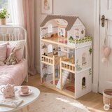 ECO TOYS Drvena kućica za lutke Laura, 3 kata, 5 soba, 15 komada namje&amp;scaron;taja, Slike