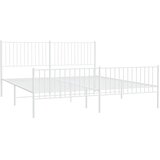  Metalni okvir kreveta uzglavlje i podnožje bijeli 193x203 cm | shoptok.hr