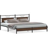 Metalni okvir kreveta bez madraca smeđa boja hrasta 200x200 cm | shoptok.hr