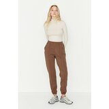 Trendyol Brown Rib Stitched Knitted Sweatpants Cene