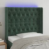 vidaXL LED uzglavlje tamnozeleno 103x16x118/128 cm baršunasto | shoptok.hr