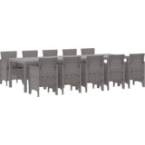 vidaXL 11-delni vrtni jedilni set z blazinami svetlo sivi poli ratan, vrtna miza svetlo siva 150x100x73 cm poli ratan, vrtni stoli z blazinami 2 kosa svetlo sivi poli ratan, vrtni stoli z blazinami 4 kosa svetlo sivi poli ratan | Shoptok.si