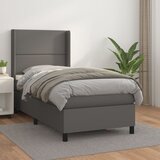 vidaXL Box spring postelja z vzmetnico siv 100x200 cm umetno usnje | Shoptok.si
