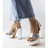 Gemre Silver massive block heel sandals Ariande | ePonuda.com