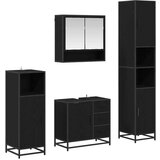 vidaXL Komplet pohištva za kopalnico s predalom 4 pcs Črni hrast | Shoptok.si