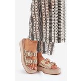 Boto Women's Platform Sandals With Buckles And Weaving Khaki Limme | ePonuda.com