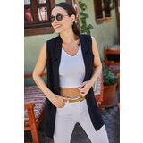 armonika Women's Black Collar Long Vest cene