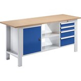 eurokraft basic Modulna delovna miza, širina plošče 1850 mm, 4 predali, 1 vrata, plošča multipleks | Shoptok.si