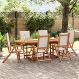 The Living Store Zložljivi vrtni stoli 6 kosov trden akacijev les in tekstil - Zložljiv Vrtni Stol Zložljivi Vrtni Stoli, (21479886) | Shoptok.si