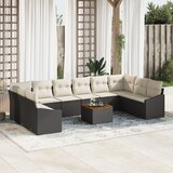 vidaXL 11 Djelni Vrtni Sofa Set sa Jastucima Crni Poli Ratan Akacija Cijene