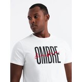 Ombre Men's cotton T-shirt with delicate embroidery - cream | shoptok.hr