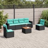  7-dijelni set vrtnih sofa od poliratana s jastucima crni Crna 65.5 x 62 x 69 cm | shoptok.hr