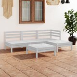 The Living Store Vrtna sedežna garnitura 5-delna trdna borovina bela - Vrtna Sedežna Garnitura, (21469374) | Shoptok.si
