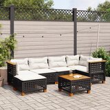  7-dijelni set vrtnih sofa od poliratana s jastucima crni Crna 55 x 55 x 36 cm | Shoptok.si