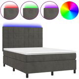 The Living Store Box spring postelja z vzmetnico LED temno siva 140x190 cm žamet - Box Spring Postelja, (21489772) | Shoptok.si