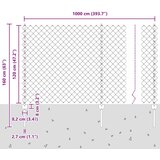 vidaXL Ograja iz verige s 20 U stebrički Srebrna 1,2x10 m Jeklo | Shoptok.si