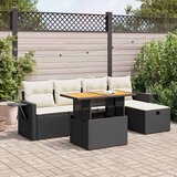 vidaXL 6-dijelni set vrtnih sofa s jastucima crni od poliratana bagrem | shoptok.hr