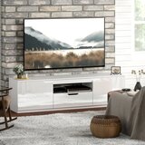  Niski TV ormarić visoki sjaj za TV do 65 3 pretinca ladica 160 x 38 x 43 cm bijela | shoptok.hr