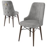 Hanah home set trpezarijskih stolica Pare 2 kom, siva tkanina Babyface, drvene noge boje oraha | Eponuda.com