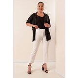 By Saygı Elastic Waist Pocket Length Lycra Plus Size Trousers Ecru | ePonuda.com