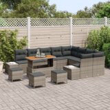  13-dijelni vrtni set sofe s jastučićima sivi poli rattan akacija | shoptok.hr