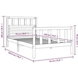 Posteljni okvir črn iz trdnega lesa 75x190 cm 2FT6, (20643150) | Shoptok.si